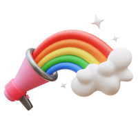 Rainbow with megaphone icon
