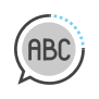 Bubble chat with the letters abc inside icon