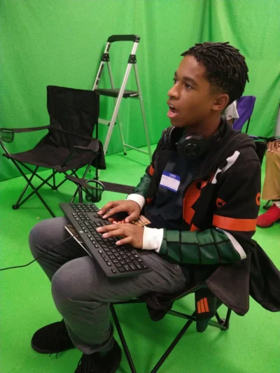 boy using the technical tools