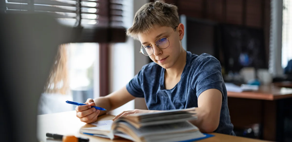 boy reading at home