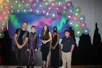 students smiling at the party event