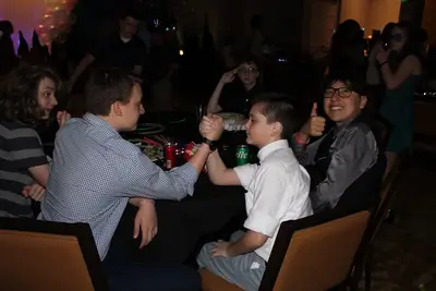 happy students at the dance party