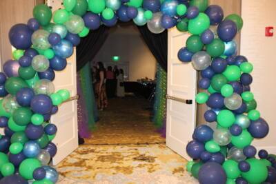 Entrance decorated with prom balloons