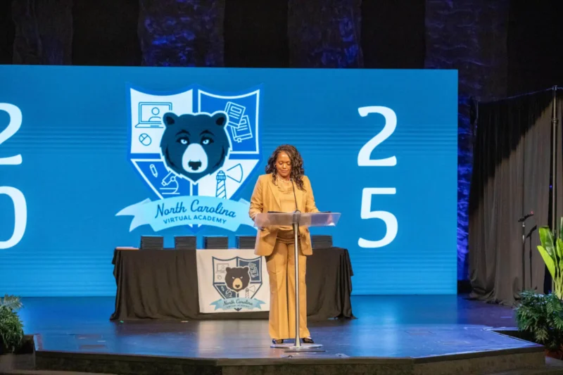 Principal giving a speech at the graduation