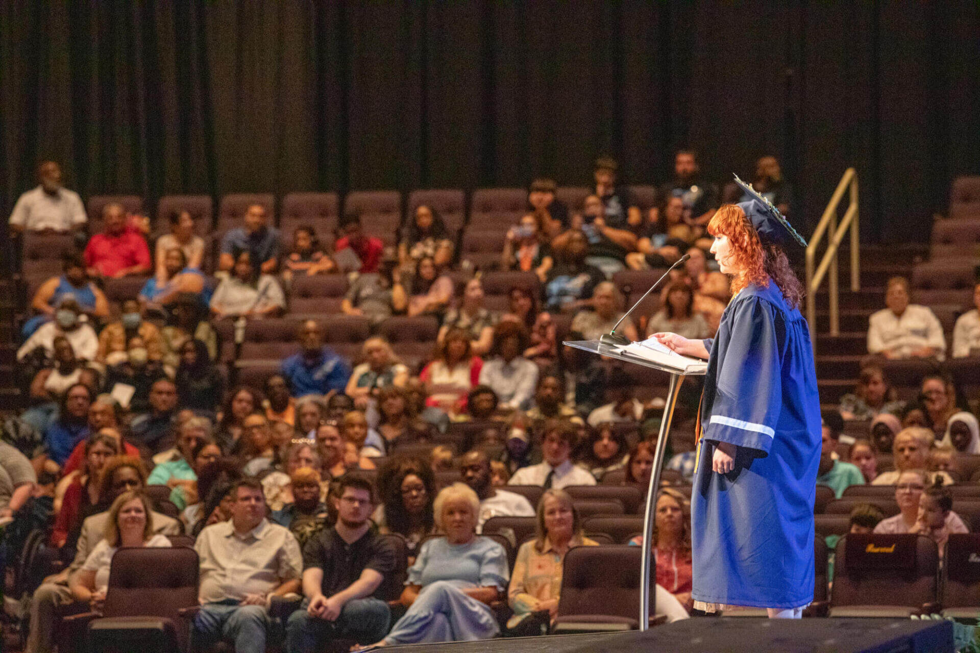 student giving a speech at the graduation