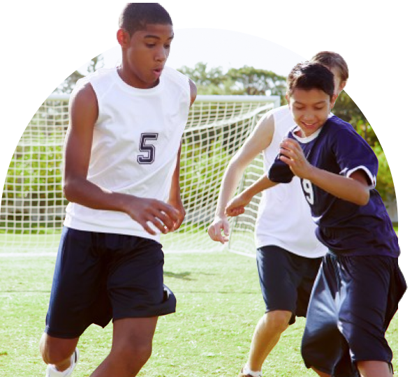 students playing soccer