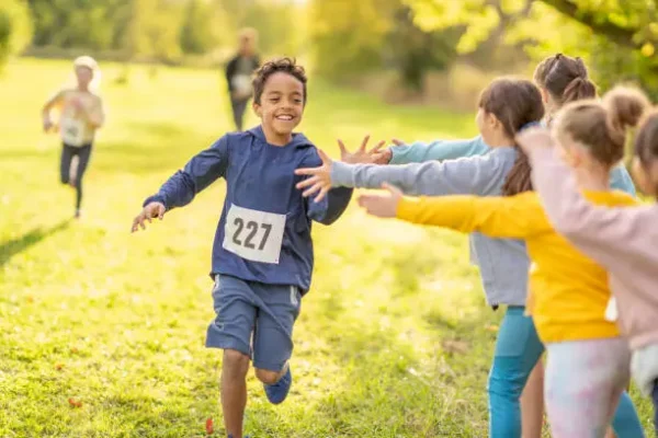 middle school students exercising together