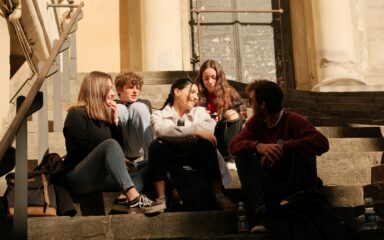 Students rehearsing together for school drama and readers theater club