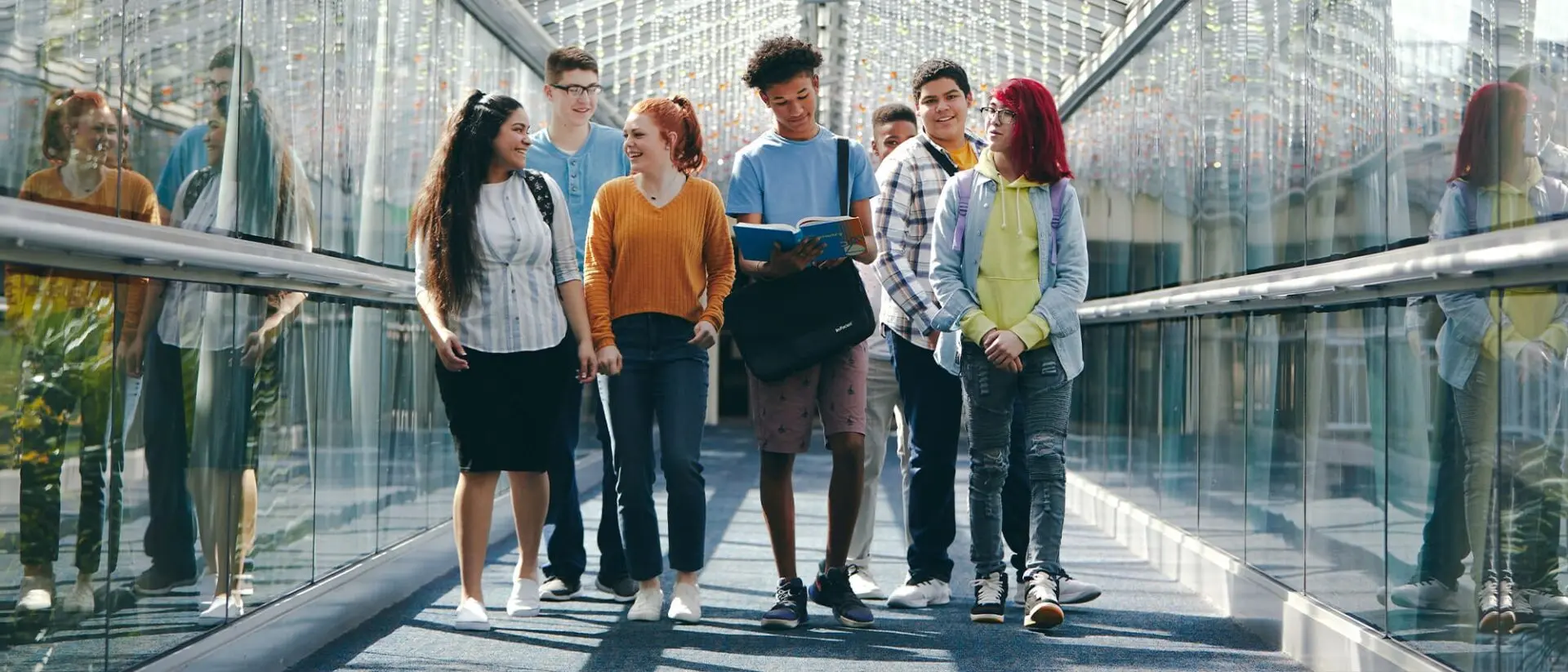 Group of students walking together