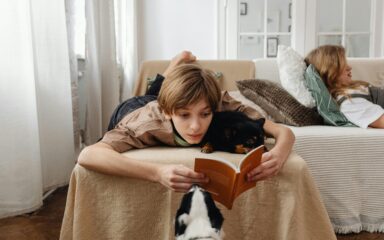 Boy reading a book